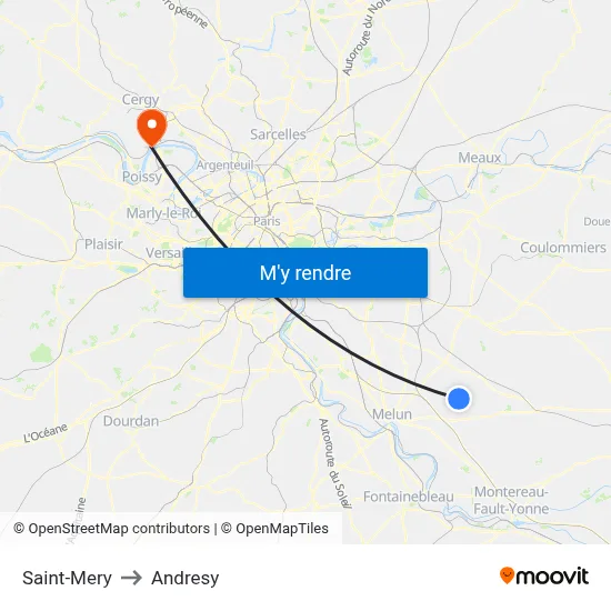 Saint-Mery to Andresy map