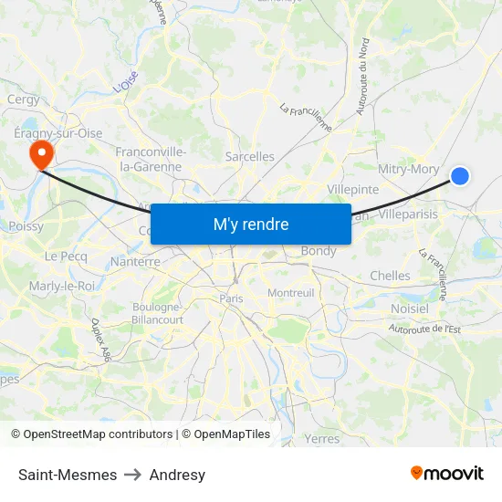 Saint-Mesmes to Andresy map
