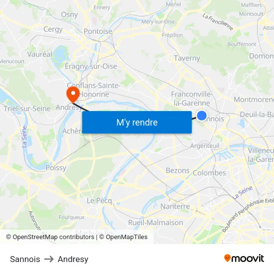 Sannois to Andresy map