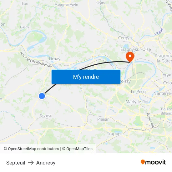 Septeuil to Andresy map