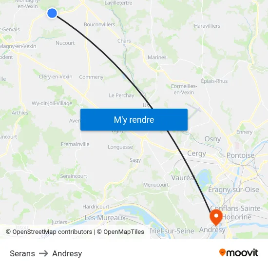 Serans to Andresy map