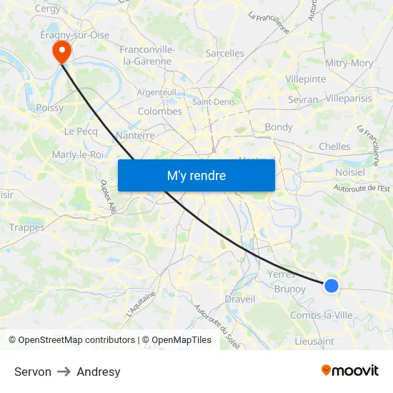 Servon to Andresy map