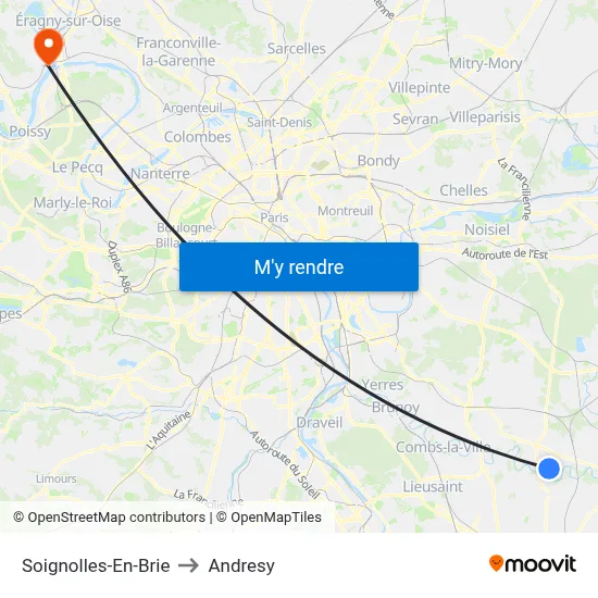 Soignolles-En-Brie to Andresy map