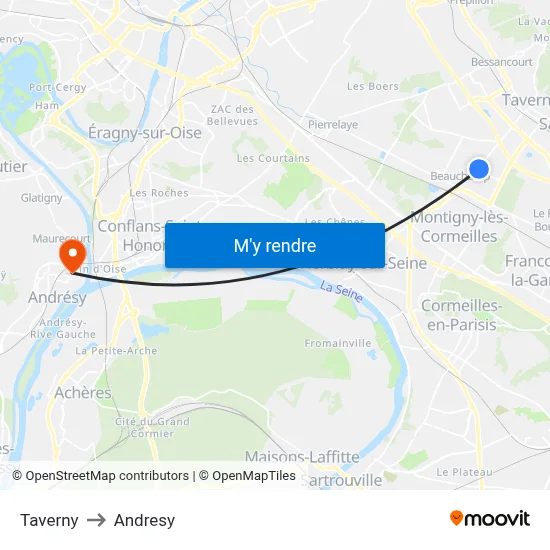 Taverny to Andresy map