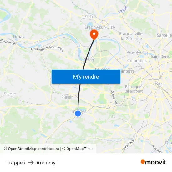 Trappes to Andresy map