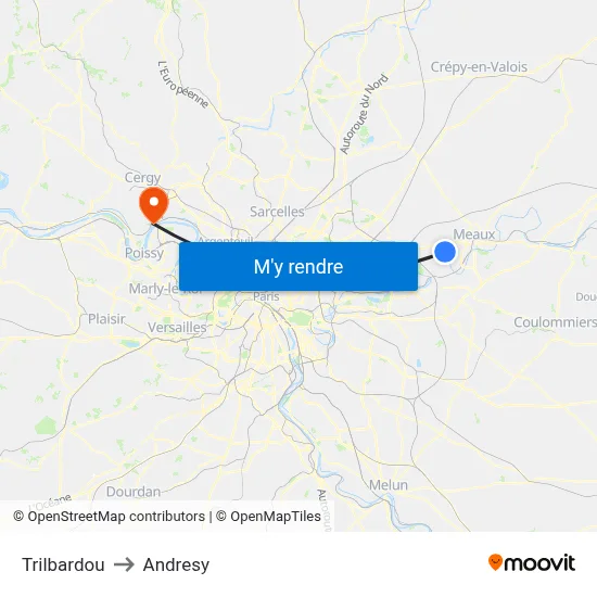 Trilbardou to Andresy map