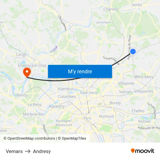 Vemars to Andresy map