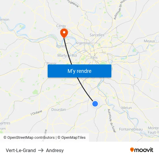 Vert-Le-Grand to Andresy map