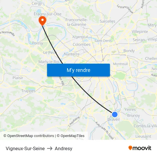 Vigneux-Sur-Seine to Andresy map