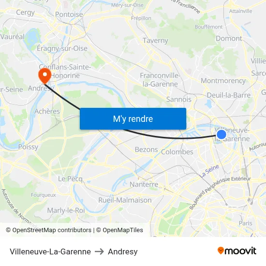 Villeneuve-La-Garenne to Andresy map