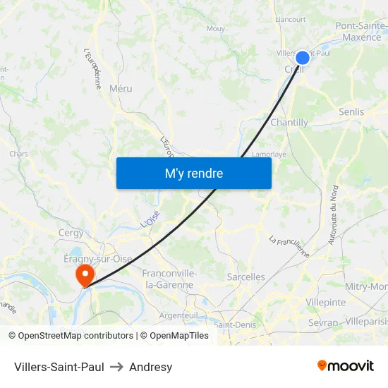Villers-Saint-Paul to Andresy map