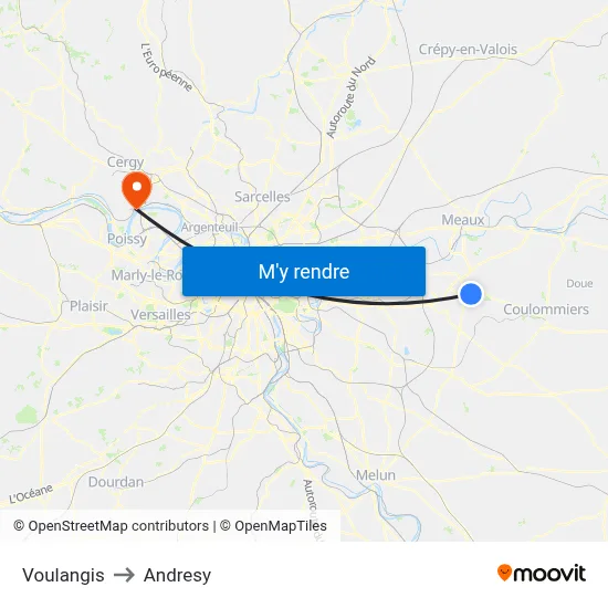 Voulangis to Andresy map