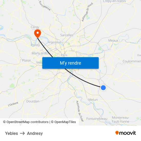 Yebles to Andresy map