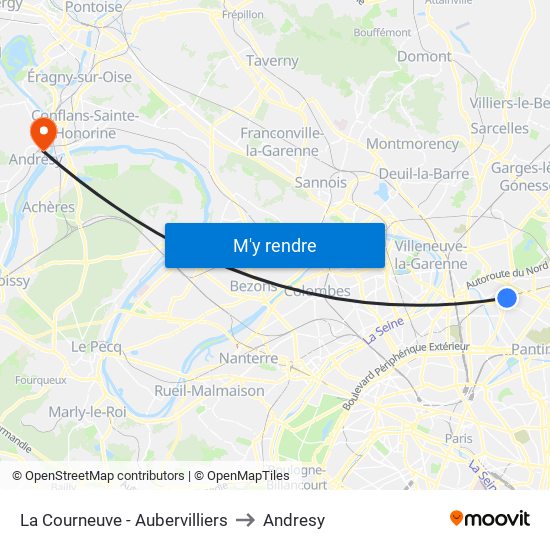 La Courneuve - Aubervilliers to Andresy map