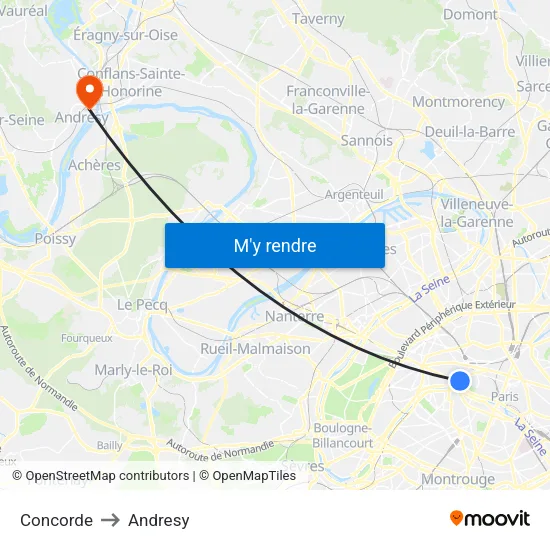 Concorde to Andresy map
