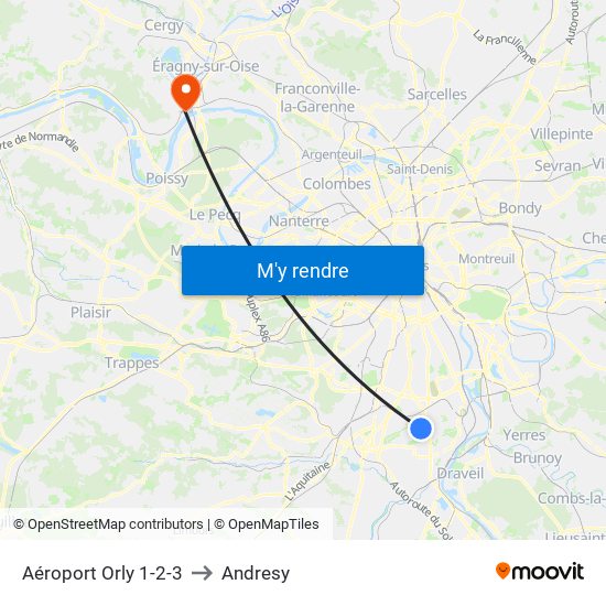 Aéroport Orly 1-2-3 to Andresy map