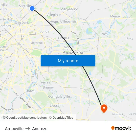 Arnouville to Andrezel map
