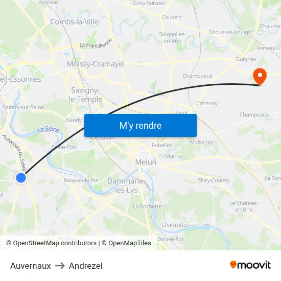 Auvernaux to Andrezel map