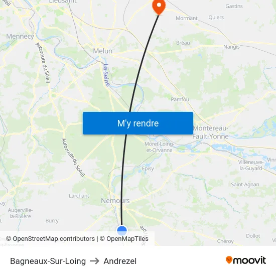 Bagneaux-Sur-Loing to Andrezel map