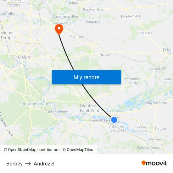 Barbey to Andrezel map