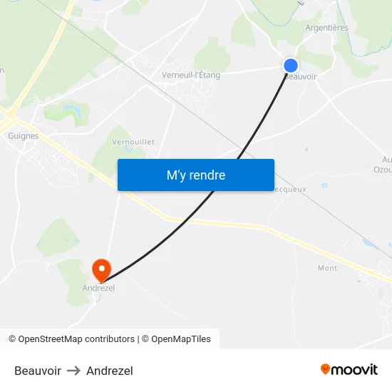 Beauvoir to Andrezel map