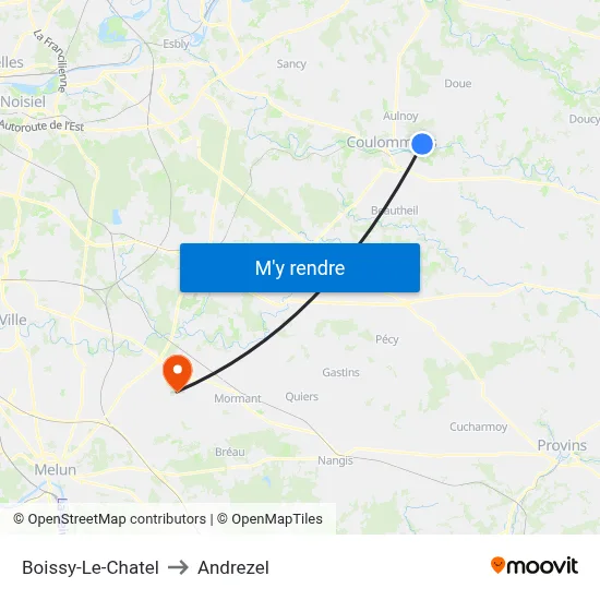 Boissy-Le-Chatel to Andrezel map