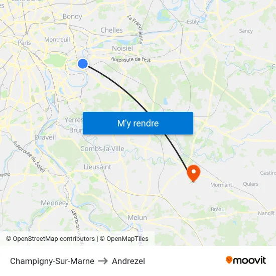 Champigny-Sur-Marne to Andrezel map