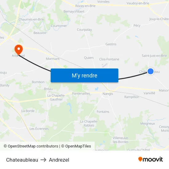Chateaubleau to Andrezel map