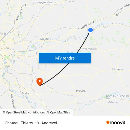 Chateau-Thierry to Andrezel map