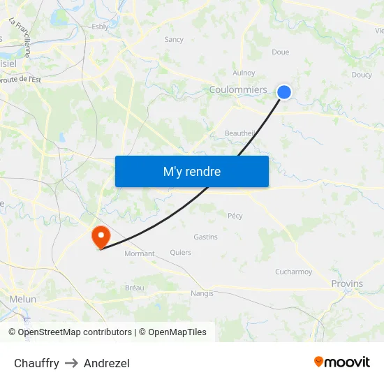 Chauffry to Andrezel map