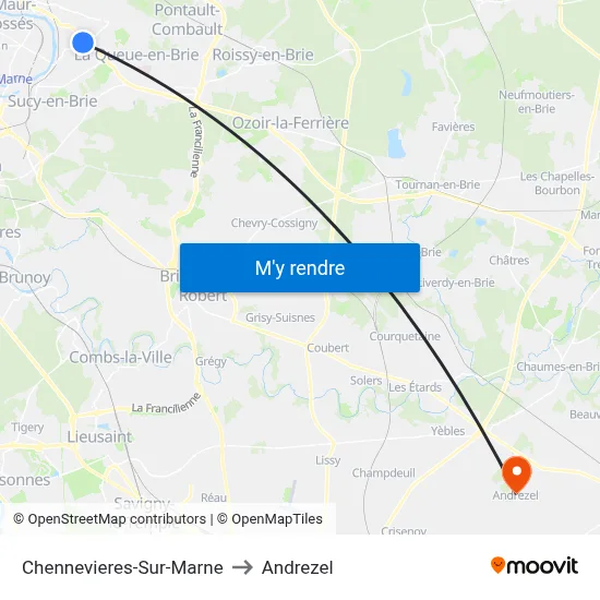 Chennevieres-Sur-Marne to Andrezel map