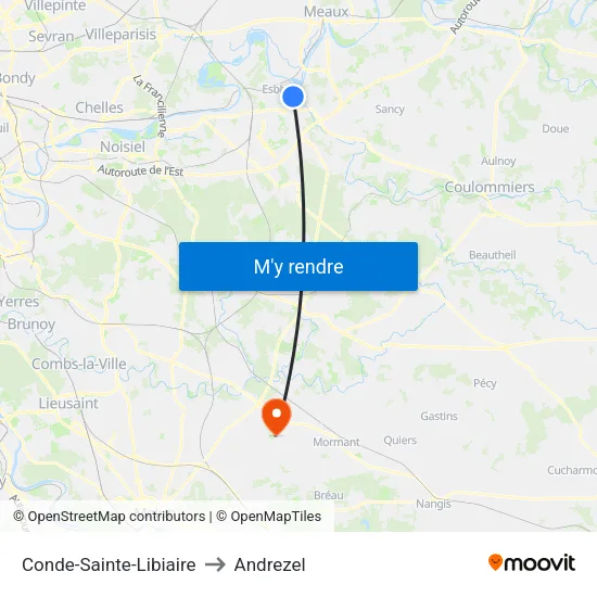 Conde-Sainte-Libiaire to Andrezel map