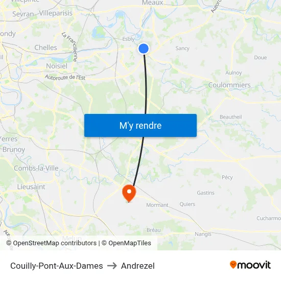 Couilly-Pont-Aux-Dames to Andrezel map