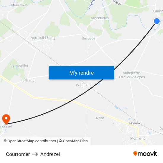 Courtomer to Andrezel map