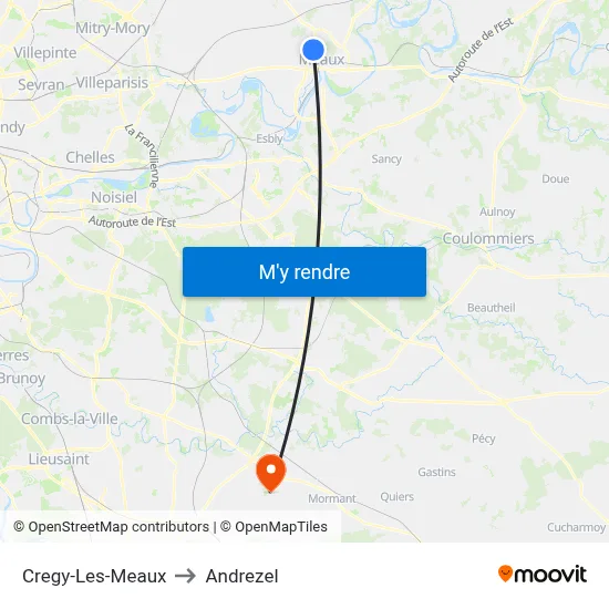 Cregy-Les-Meaux to Andrezel map