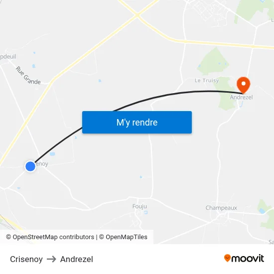 Crisenoy to Andrezel map