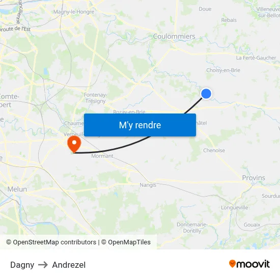 Dagny to Andrezel map