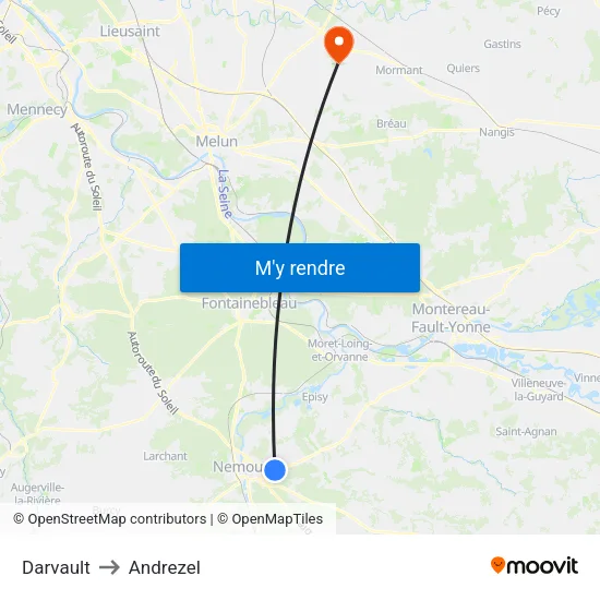 Darvault to Andrezel map