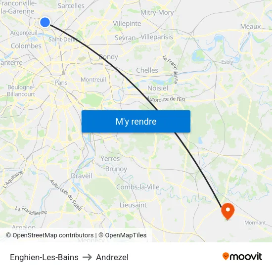 Enghien-Les-Bains to Andrezel map
