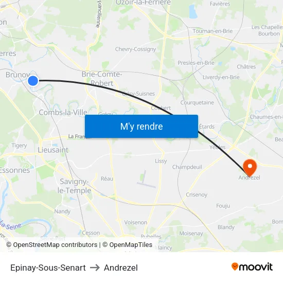 Epinay-Sous-Senart to Andrezel map