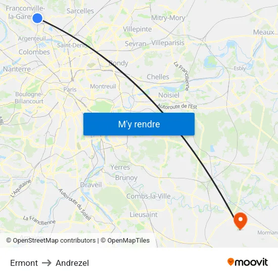 Ermont to Andrezel map