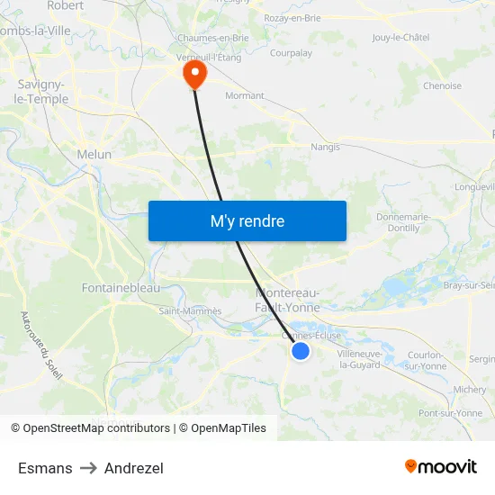 Esmans to Andrezel map