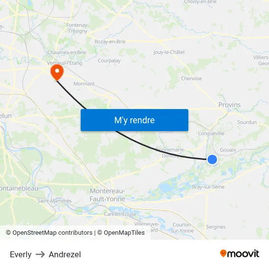 Everly to Andrezel map