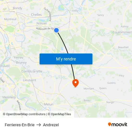 Ferrieres-En-Brie to Andrezel map