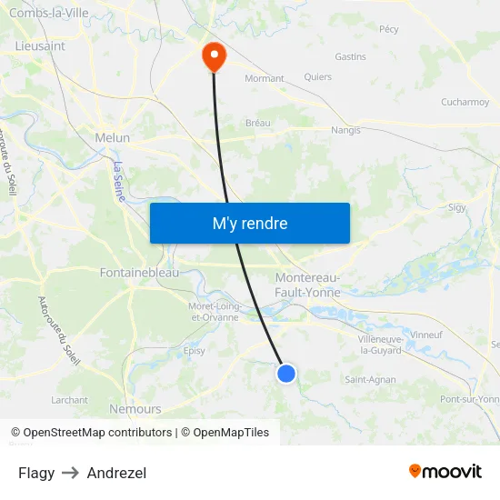 Flagy to Andrezel map