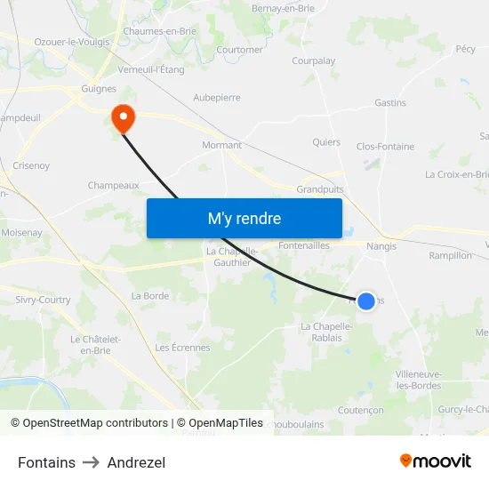 Fontains to Andrezel map