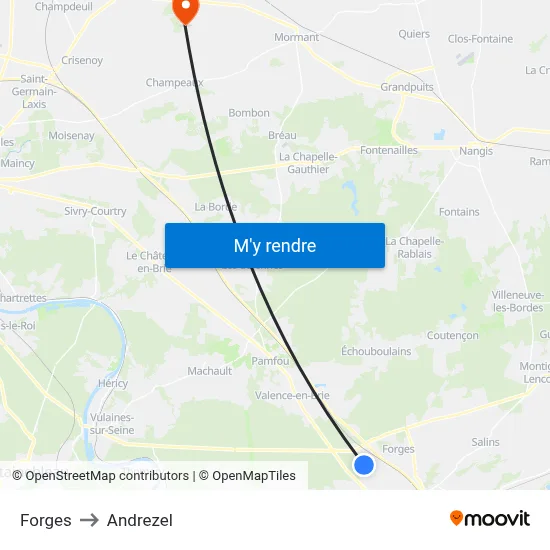 Forges to Andrezel map