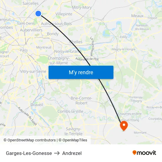 Garges-Les-Gonesse to Andrezel map