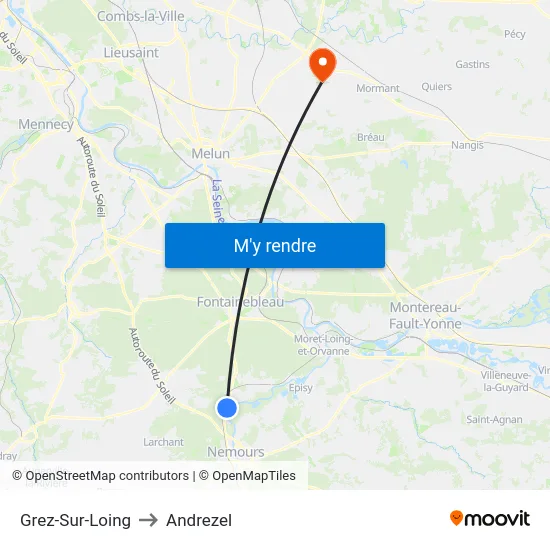 Grez-Sur-Loing to Andrezel map