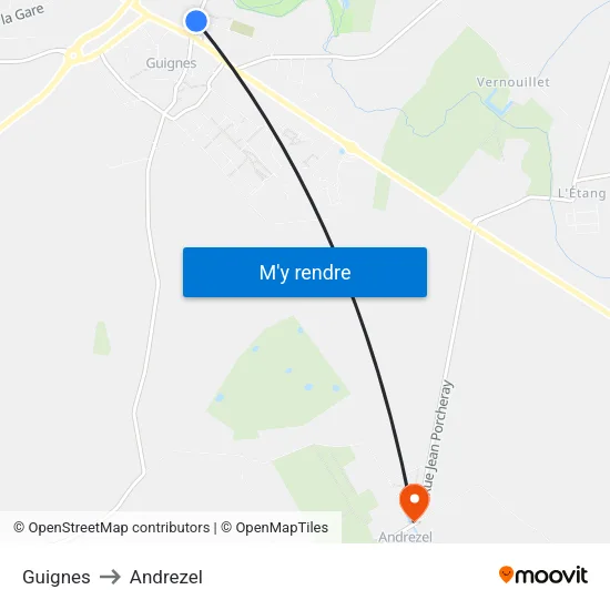 Guignes to Andrezel map